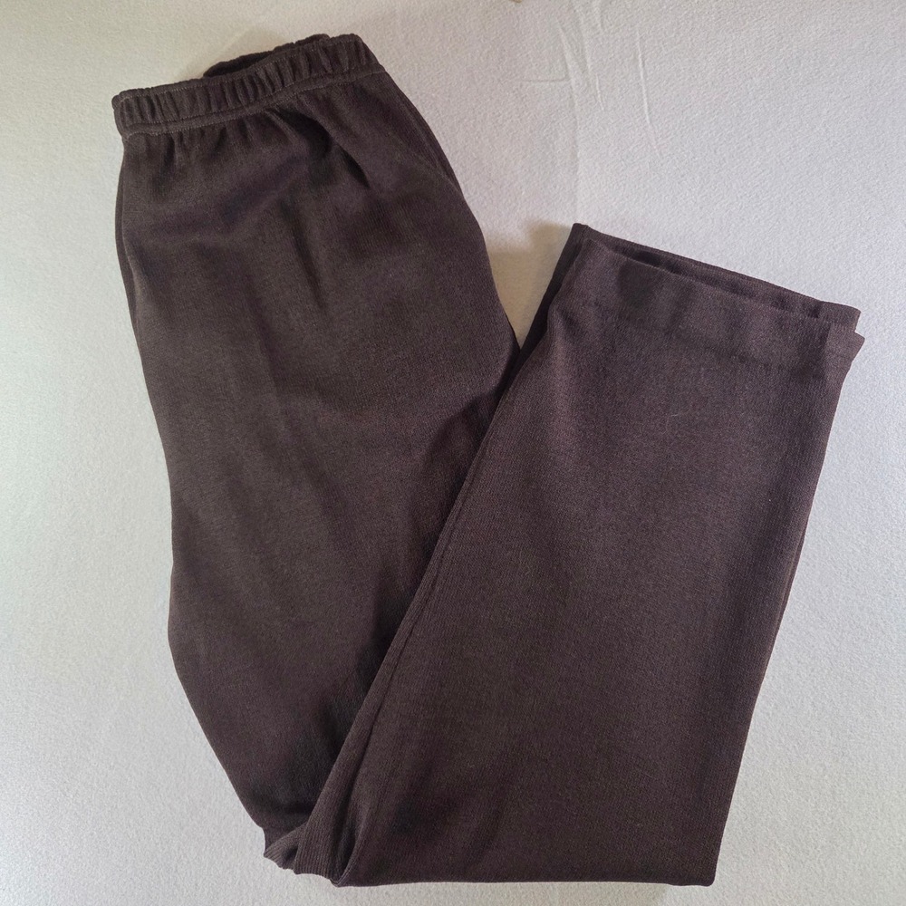 St. John by Marie Gray Santana Knit Pants Brown Straight Leg Quiet Luxury Size L
